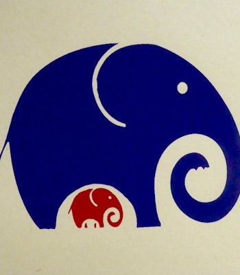 Brevkort med kuvert, Stor & liten elefant, hampa