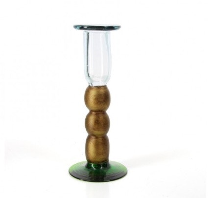 Ljusstake av återvunnet glas, munblåst. Höjd 19 cm. Fair Trade från Meico.