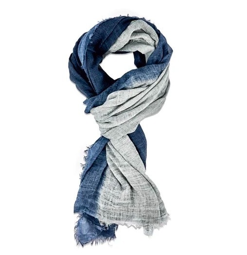 Sjal, scarf, krinklad tunn bomull, blå-grå - Webbutik Klotet Lund