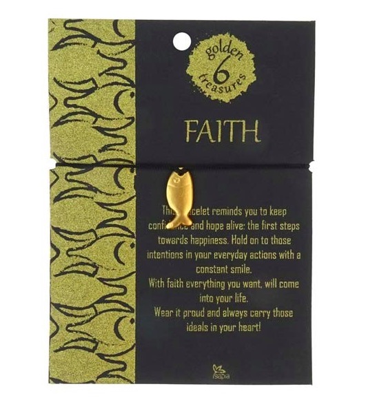 Armband 'Faith' med fisk (ichtys) som smycke, gulddouble 24 karat. Fairmined i Colombia. Fair Trade.