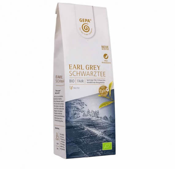 Utsökt gott Earl Grey-te, smaksatt med bergamottolja och apelsinolja. Ekologisk och Fair Trade från Kina och Indien.