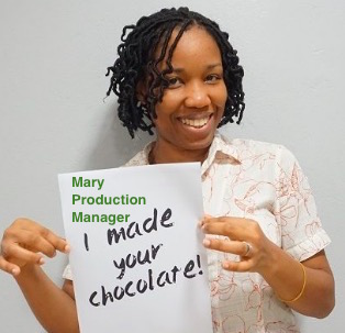 I made your chocolate - Fairafric choklad från Ghana. Fair, ekologisk & klimatneutral. Mary, Production Manager.