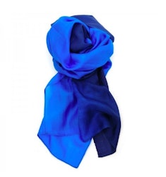 Sjal, scarf Batik, siden, silke, blå nyanser