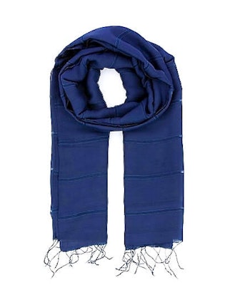 Sjal, scarf, siden/bomull, blå