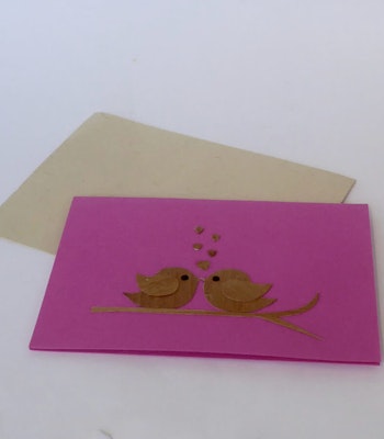 Brevkort med kuvert, Kärlekskvitter, handgjort