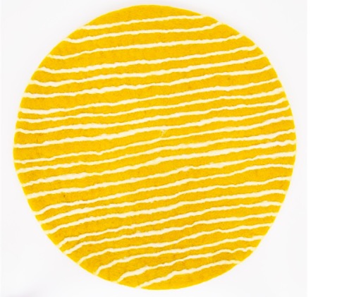 Sittdyna "Felt Stripe", gul-vit, tovad, Afroart
