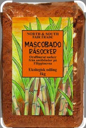 Oraffinerat Mascobado råsocker. Ett mycket smakrikt & välsmakande socker från småbönder på Filippinerna. Fair Trade.