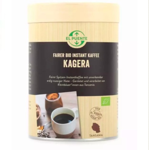 Kagera är ett spraytorkat, ekologiskt snabbkaffe eller instantkaffe från Tanzania.
