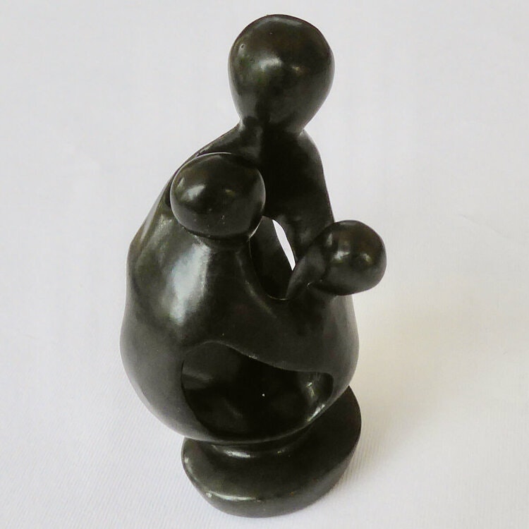 Stenkonst från Zimbabwe, Lycklig gemenskap, 11 cm, skulptur, Fair Trade