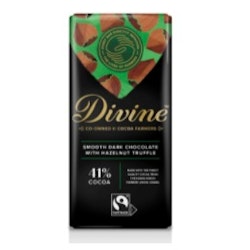 Divine mellanmörk choklad 41 %, hasselnötstryffel