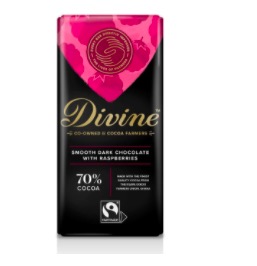 Divine Mörk choklad 70 % med hallon