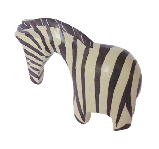 Zebra i täljsten från Kenya. Naturfärg med svarta ränder. 7 cm. Fair Trade.