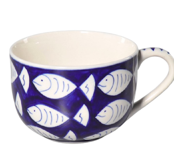 Mugg, stor, Fiskar, keramik