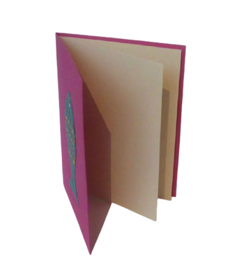 Brevkort med kuvert, handgjort, Fisk, pink