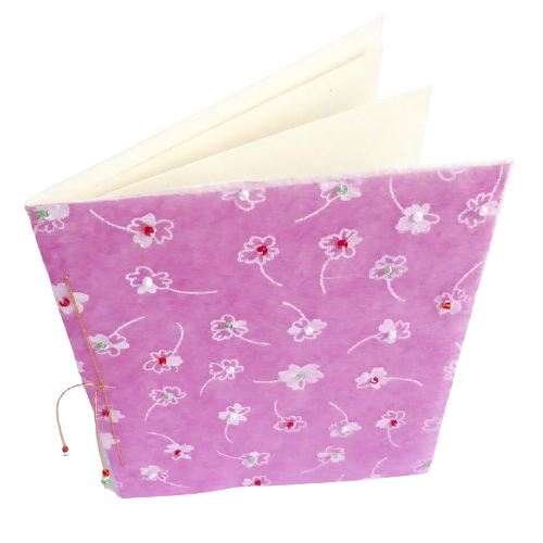 Brevkort m kuvert, handgjort, pärlor: rosa