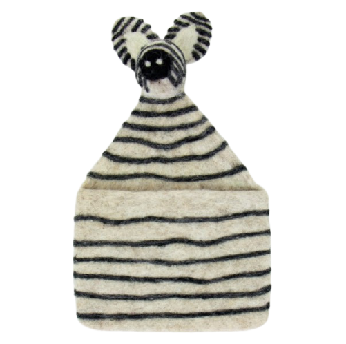 Praktisk och rolig väggficka Zebra till mobil och älskade småsaker. Handtovad, Afroart.