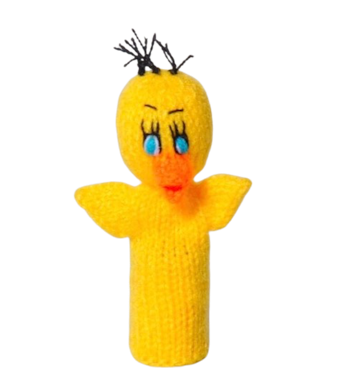 Fingerdocka, ankunge Älling, handstickad