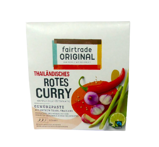 Thaländsk currypasta på mogna röda chilifrukter, smakrik, mellanstark. Fair Trade.