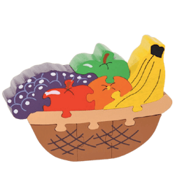 Pussel i trä, Fruktkorg, fruktskål, 9 delar