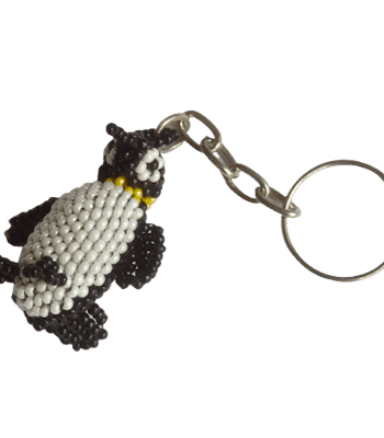 Nyckelring av små glaspärlor, pingvin