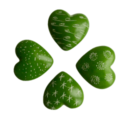 Hjärta litet, grönt med mönster, täljsten, Fair Trade