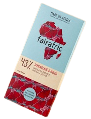 Fairafric, mjölkchoklad är en god choklad med härlig smak. Alla chokladsorter är ekologiska och fairtrade.