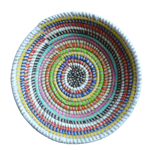 Brödkorg "Sene", rund med mönster, 25 cm, Afroart. Bild från ovan , visar det snygga spiralmönstret.