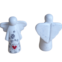 Skyddsängel, täljsten, 6 cm, naturfärg, med deko