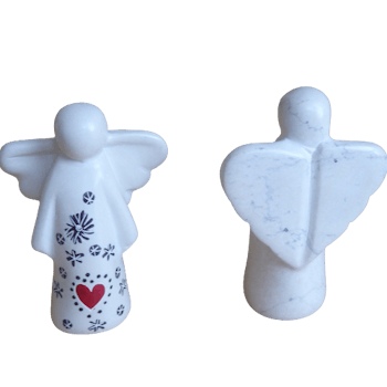 Skyddsängel, täljsten, 6 cm, naturfärg, med deko
