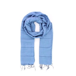 Sjal, scarf, siden/bomull, ljusblå, handvävd