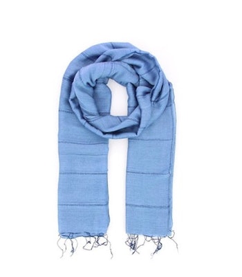 Sjal, scarf, siden/bomull, ljusblå, handvävd