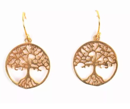 Örhänge Livets träd, nickelfri mässing, guldfärg. Fir Trade från Indien.