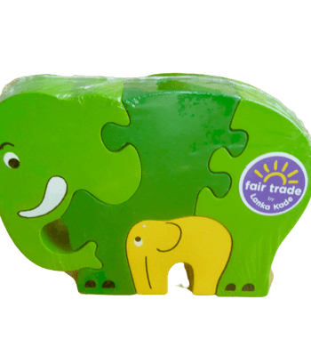Elefant med unge, Pussel i trä, 4 delar