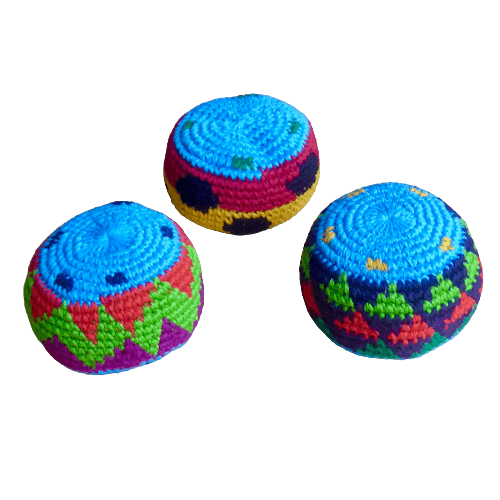 Antistressbollar, jongleringsbollar, 3 styck, handvirkade, extra mjuka. Fyllning återvunnen plast. Fair Trade Guatemala.