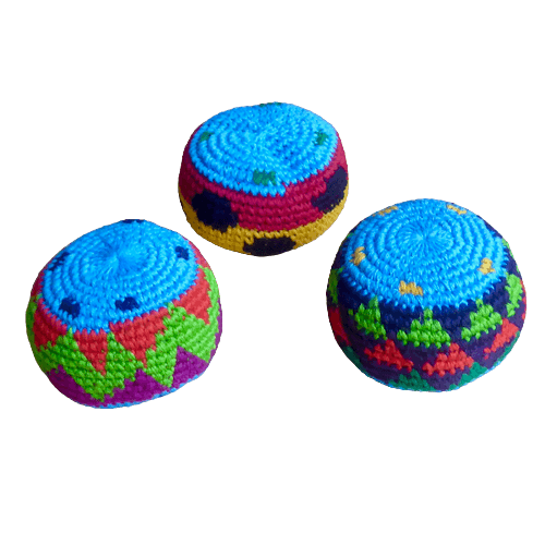 Antistressbollar, jongleringsbollar, 3 styck, handvirkade, extra mjuka. Fyllning återvunnen plast. Fair Trade Guatemala.