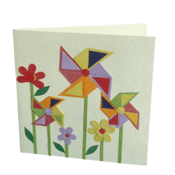 Brevkort Vindsnurror och blommor, med kuvert