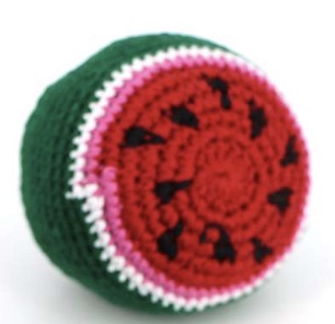 Antistress, jongleringsboll, liknar en liten melon. Handvirkad för Fair Trade.