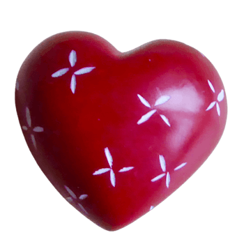 Hjärta rött med mönster, täljsten, Kenya