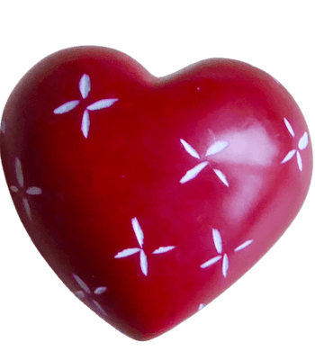 Hjärta rött med mönster, täljsten, Kenya