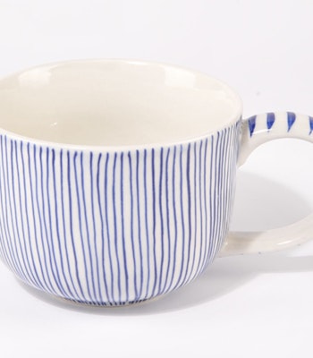Jumbomugg Blå streck, handgjord keramik