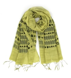 Sjal, scarf, siden/viskos, ljusgrön, handvävd