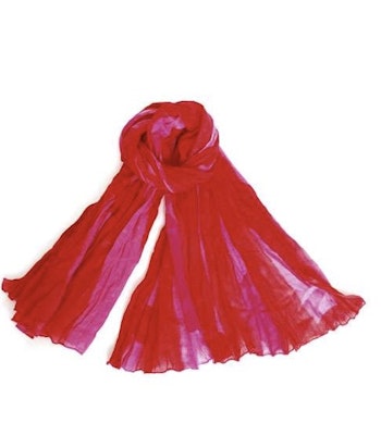 Sjal, scarf, krinklad bomull, rosa/röd