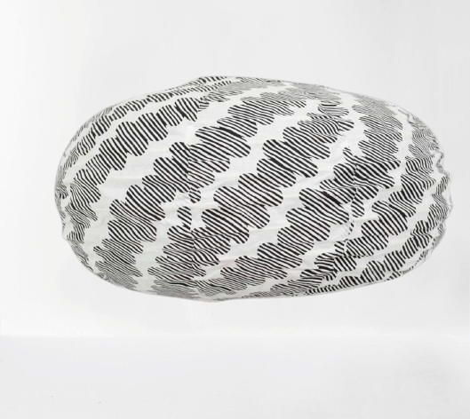 Lampskärm Fog Oval S, 40 cm, Afroart bomullstyg, mönstret handtryckt med träblock.