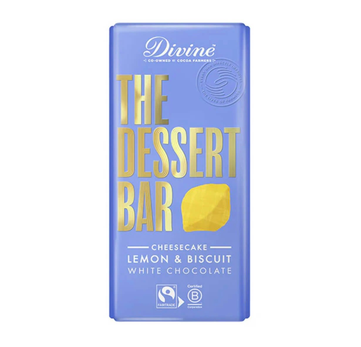 Divine Dessert Bar Lemon Cheesecake 180g, Fairtrade. Perfekt som enkel efterrätt.