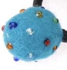 Hårsnodd, hårgummi Boll med pärlor, tovad