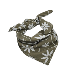 Halsduk, bandana, scarf, olivgrön, vitt mönster