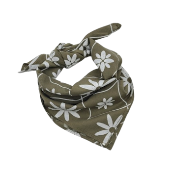 Halsduk, bandana, scarf, olivgrön, vitt mönster