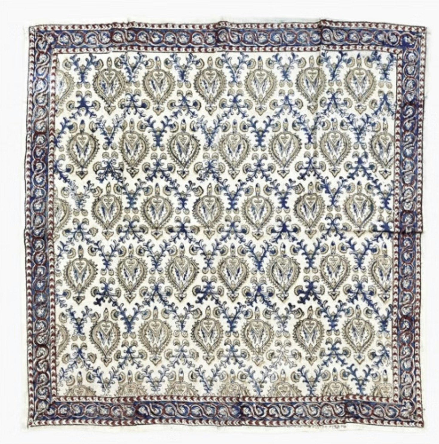Kalamkari halsduk, Kvadrat, blocktryck-mönster, Fair Trade Indien