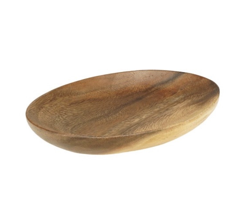 Oval skål i akaciaträ till snacks, smycken, småsaker. Dekorativ. Fair Trade.