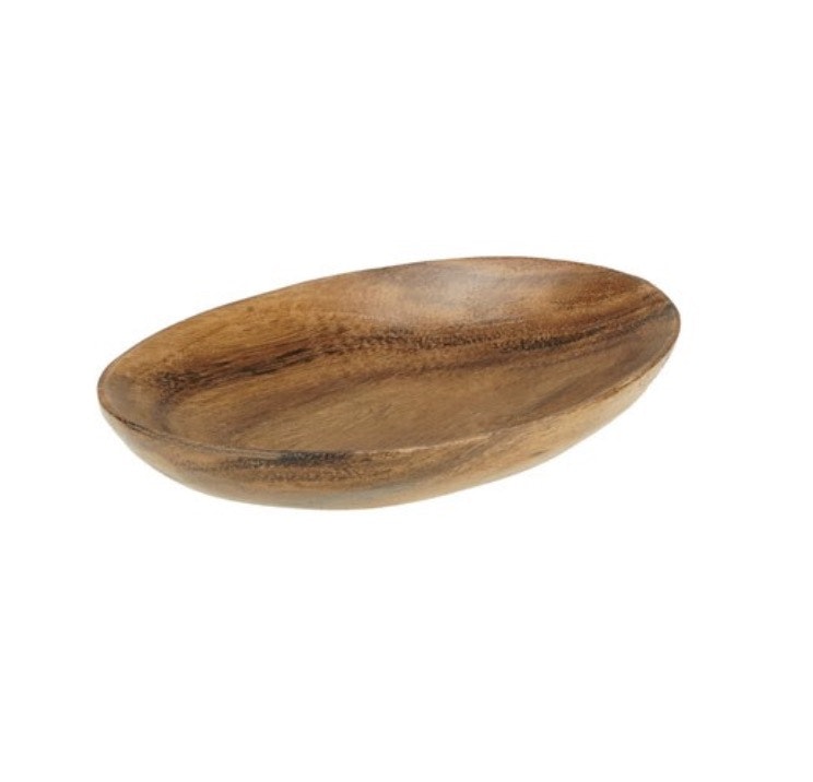 Oval skål 19 x 13 cm till snacks, småsaker, smycken. Akaciaträ, Filippinerna. Fair Trade.